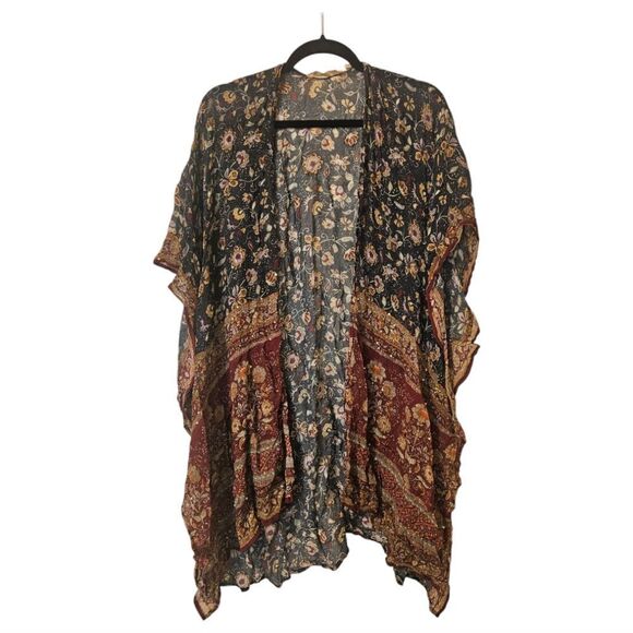 SOFT SURROUNDINGS Kimono Kaftan Blouse Embellished Beach Coverup Tunic Top -OSFM - Picture 1 of 7